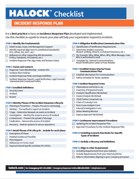 Orange Incident Response Plan Checklist